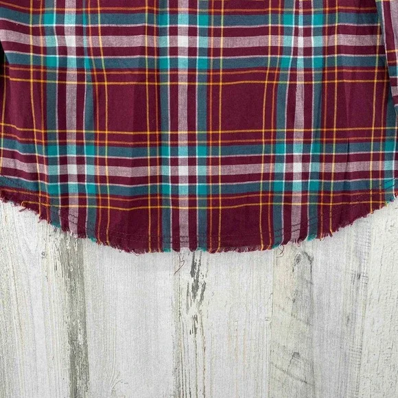 Wrangler Western Shirts Pearl Snap Men Medium Red Plaid Long Sleeve Cotton Blend - Picture 8 of 9